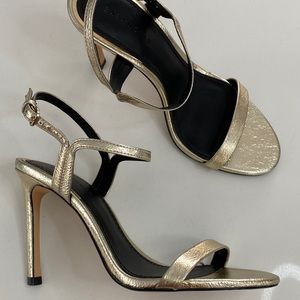 Zara Ankle Strap Gold Heels Sz 6.5 (37)